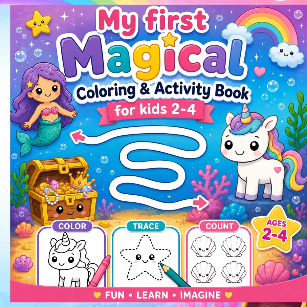 My First Magical Coloring & Activity Book: Cute Mermaids, Unicorns, Fairies, Dragons, Tracing, Mazes, Counting, Matching & Coloring | Ages 2–4 (My First Learning)