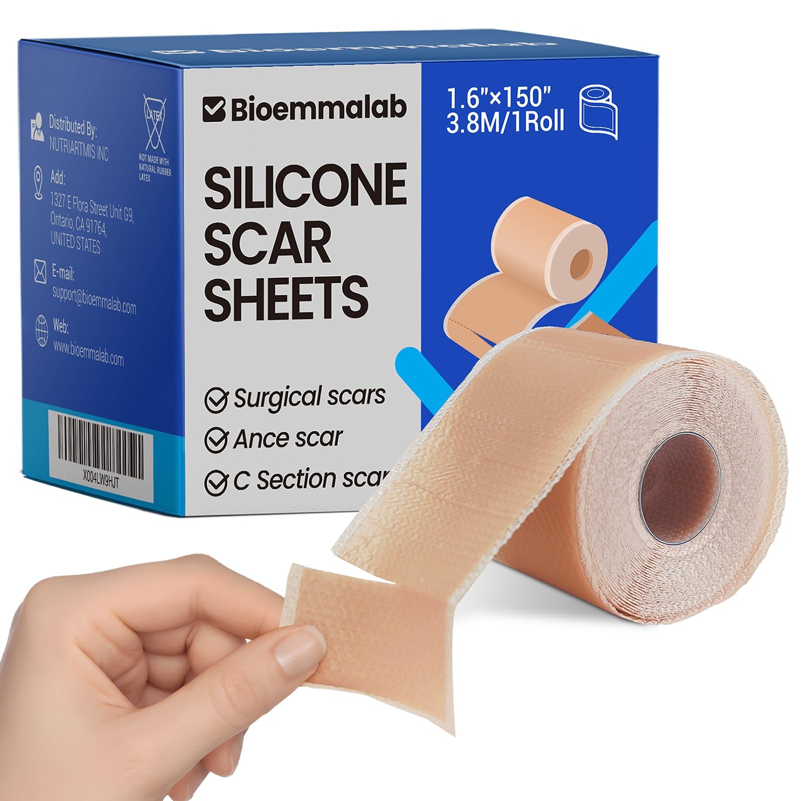Fogli in silicone per cicatrici di grado medico, rotolo da 4 x 381 cm, cerotti curativi per taglio cesareo, cheloidi, rughe del viso, smagliature, recupero chirurgico, copertura professionale per