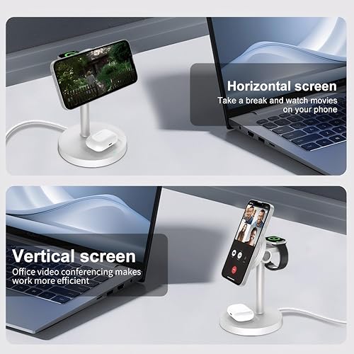 Miniatura 6 de 2025 Estación de carga inalámbrica 3 en 1 para iPhone 1615141312, Apple Watch 9Ultra 2, AirPods  Cargador rápido de 20 W, compatible con Mag-Safe,