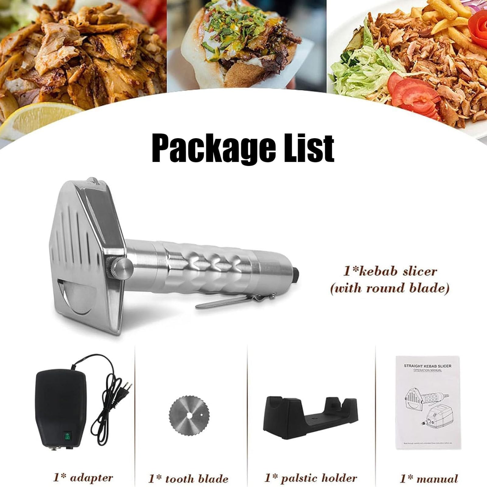 Cuchillo eléctrico inalámbrico Profesional para Doner Kebab,cortadora de Kebab eléctrica eficiente,cortadora de Kebab más Fina,Cortador de giroscopios para Carne en rodajas,110V