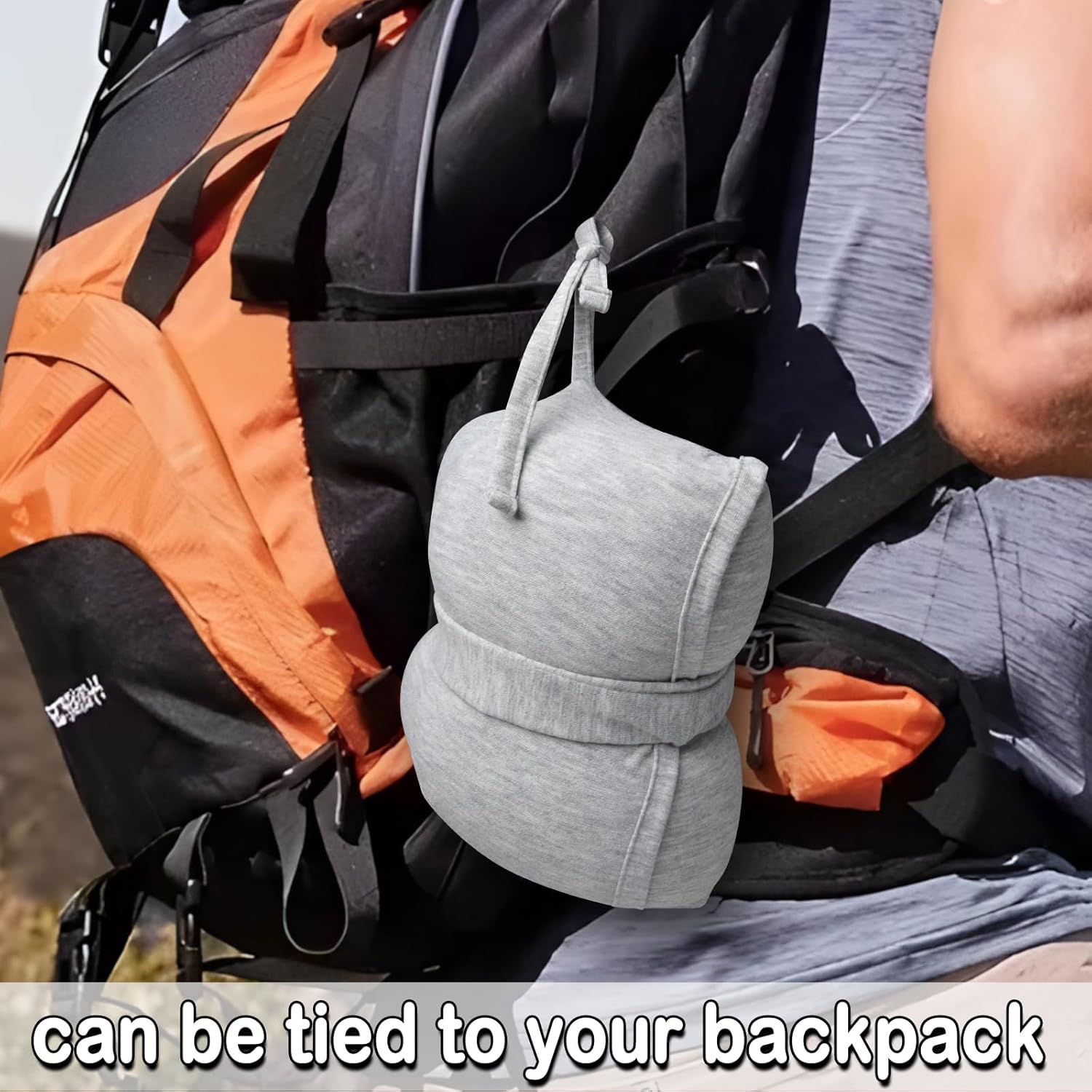 Love&go Portable Small Travel Pillow, Made with Soft Memory Foam Pillow and Breathable Cover, for Backpacking Hiking, Camping, Airplane and Car Trip (Gray) - Image 3