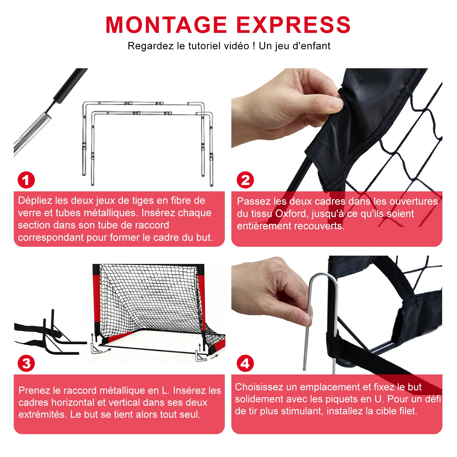 But de Football 2 en 1 Pliable avec Sac de Transport pour Jardin Enfants Intérieur Extérieur