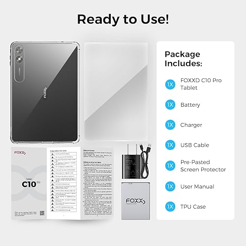 Miniatura 7 de FOXX Dual SIM - Tableta desbloqueada global de 10.36 pulgadas, teléfono y tableta 2 en 1 con batería de 7000 mAh, 3 GB+128 GB (1 TB expandible),