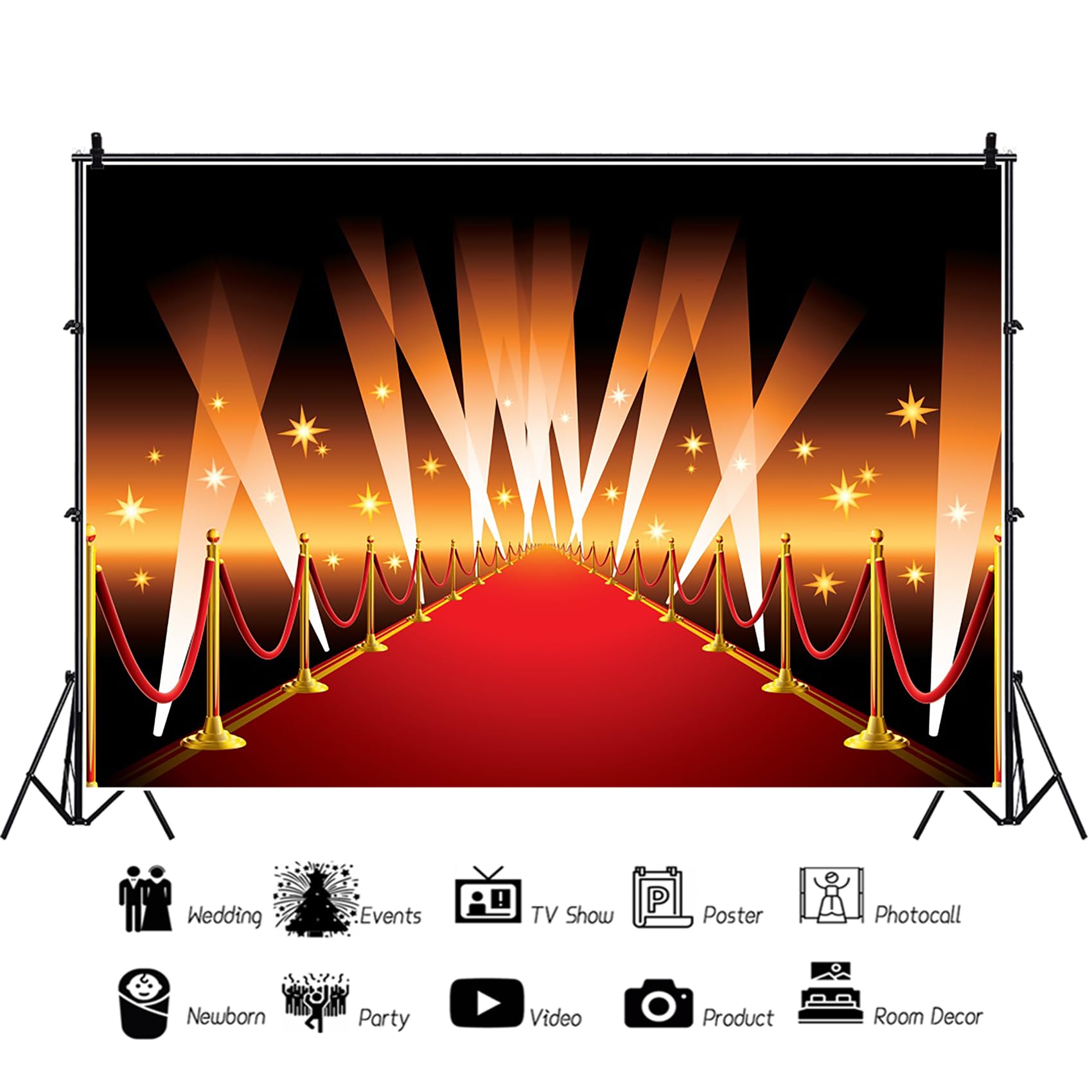 3,5x2,5m Sfondo di Hollywood Red Carpet Runner per Party Sfondo per la fotografia Movie Party Hollywood Award Cerimonia decor Adulti Ritratto Studio fotografico Puntelli, Vinile