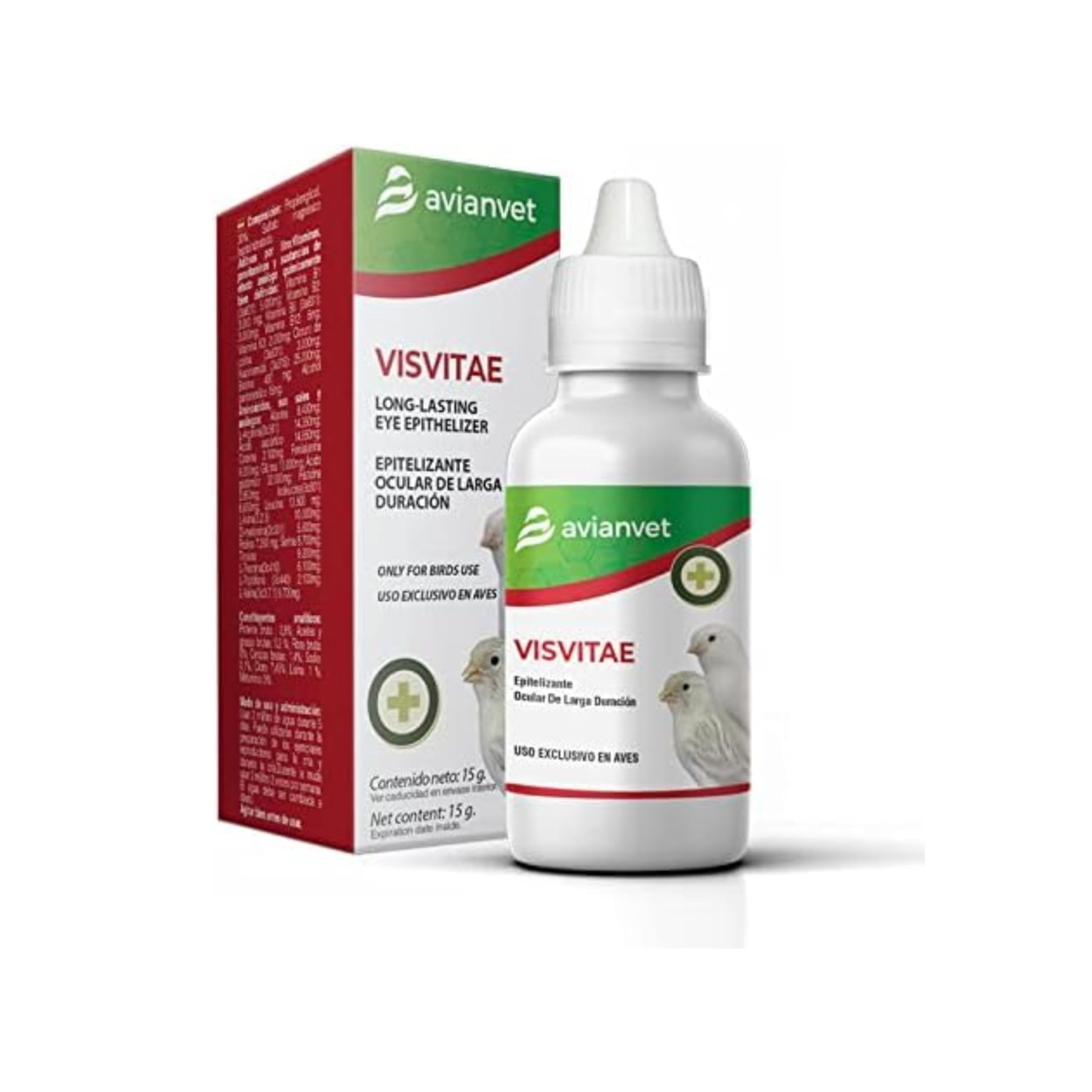 Visvitae | Collyre pour les lésions oculaires des oiseaux | Maintient les yeux hydratés, humidifie et protège la cornée 15g