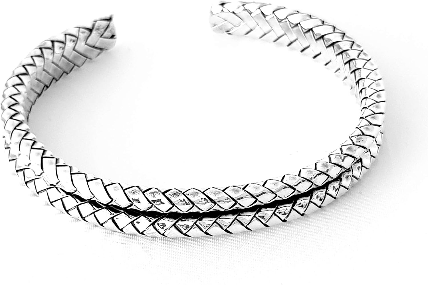 Treasure Bay Double Row Sterling Silver Men Bangle Bracelet Made from 925 Sterling Silver - Image 3