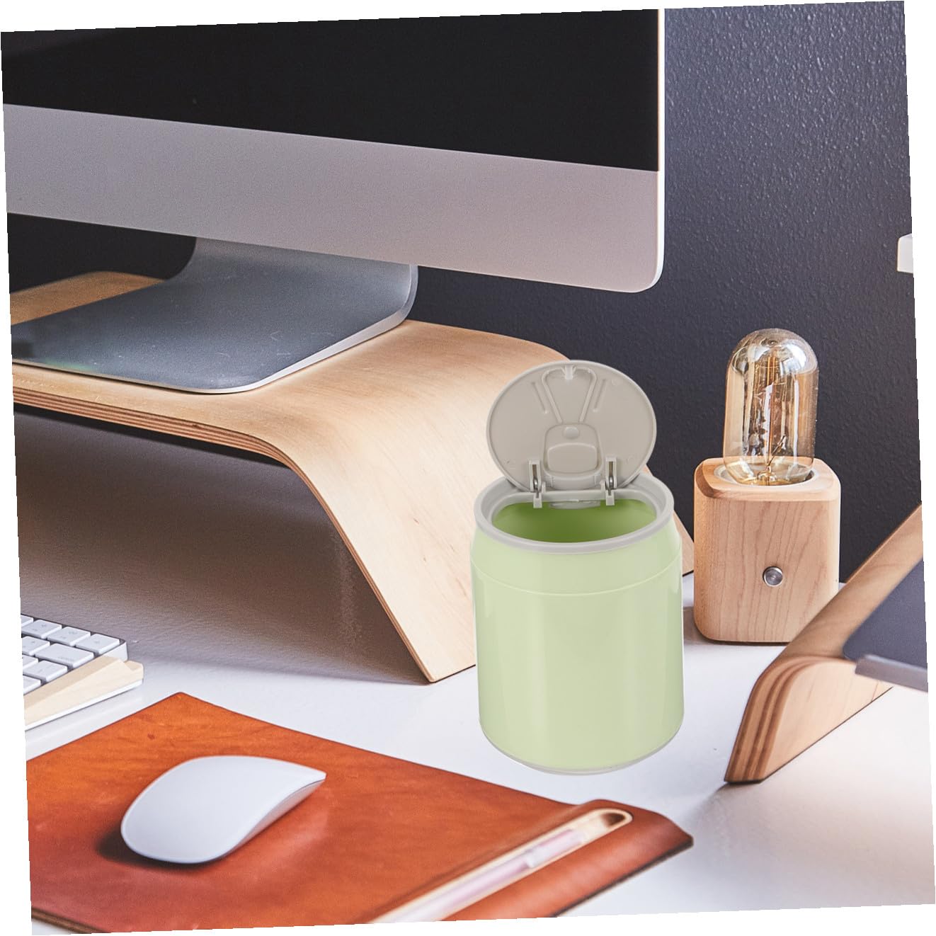 Compact Sturdy Plastic Desk Waste Bin Opening Easy to Use Office Bedroom Home Wastebasket Small Garbage Can Bedside Rubbish Bin
