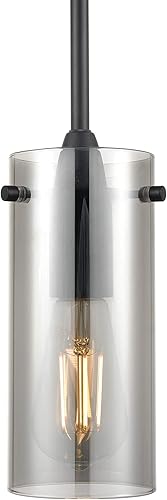 Linea - Lámpara colgante moderna negra, pequeña lámpara colgante Effimero de cristal ahumado pulido, accesorio de iluminación colgante ajustable