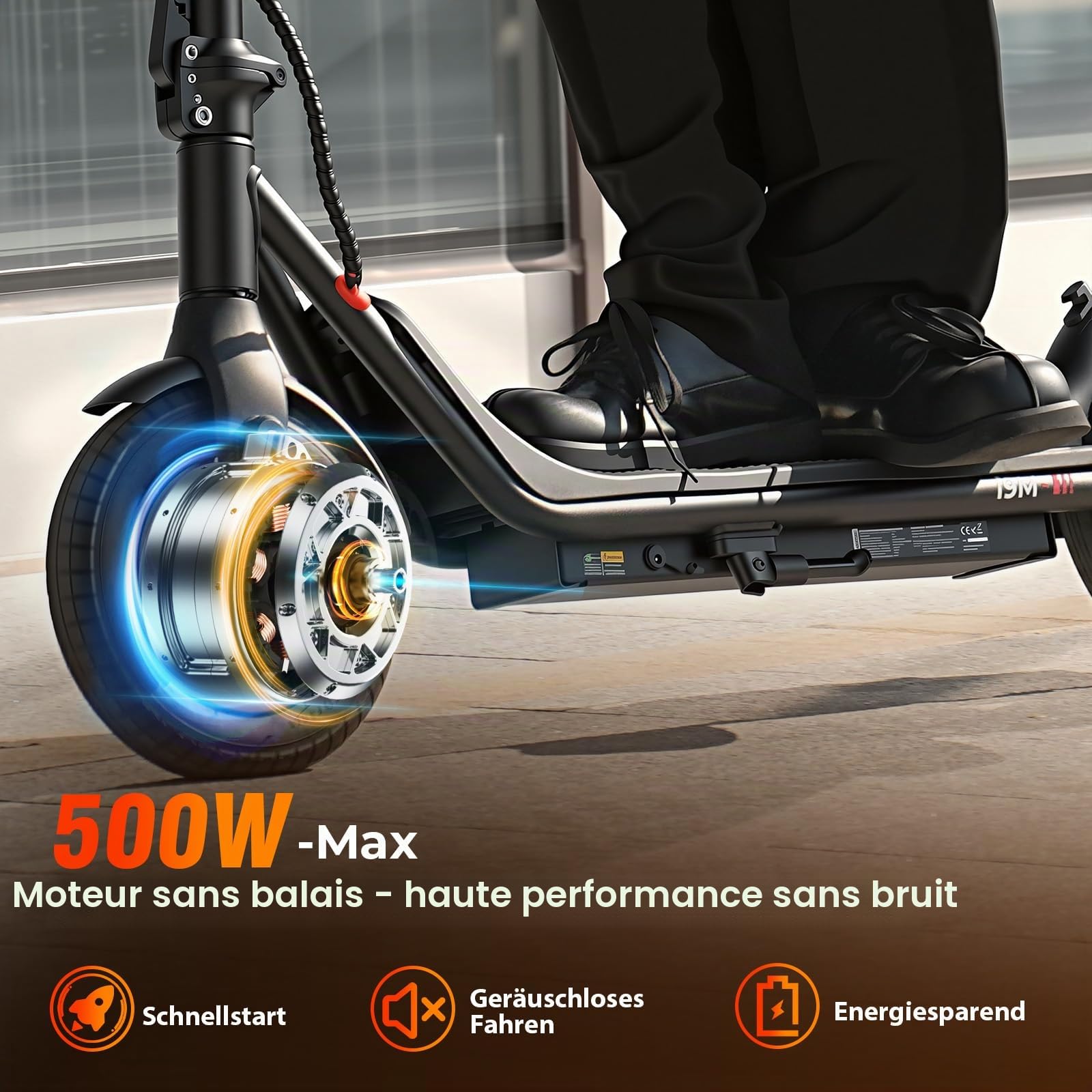 iScooter - Trottinette électrique avec Homologation routière pour Adultes avec Commande par Application Intelligente - Autonomie Max. 30 km, ABE - Trottinette électrique Pliable avec pneus gonflables