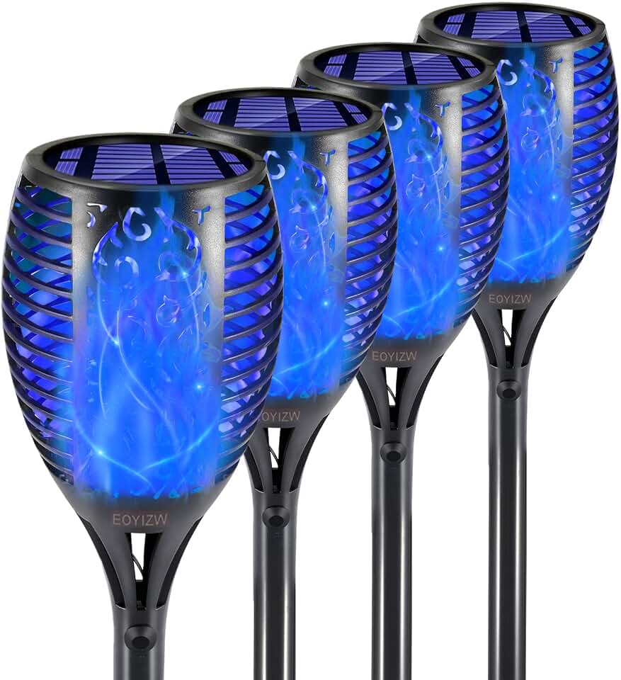 EOYIZW Solar Lights Outdoor 4 Pack, Premium 99 LEDs Solar Torch Light with Flickering Flame Outdoor Decor- IP65 Waterproof Garden Lights for Halloween Decorations Yard Garden Porch