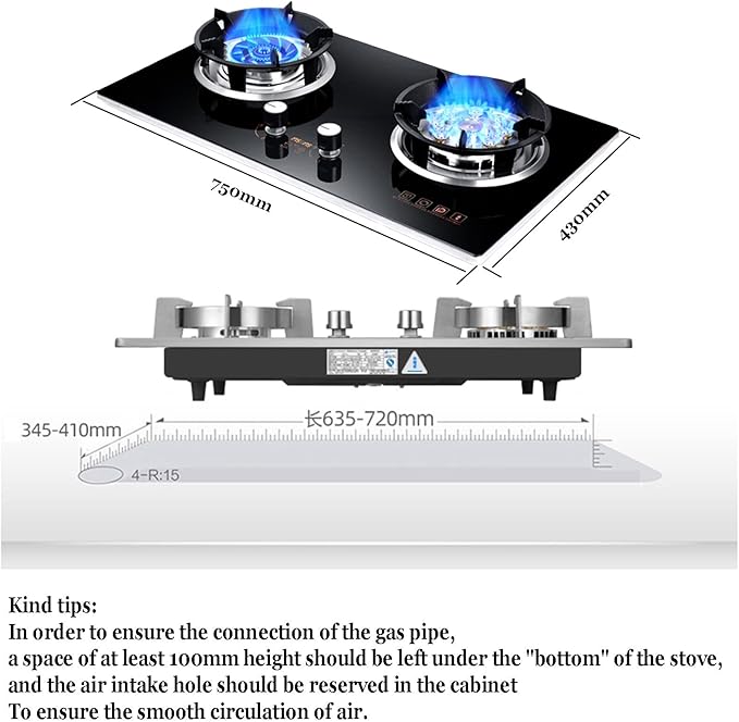 Estufa de Gas 2 Puestos, Quemador Wok 7.2kW, Protección Contra Apagado miniatura 9