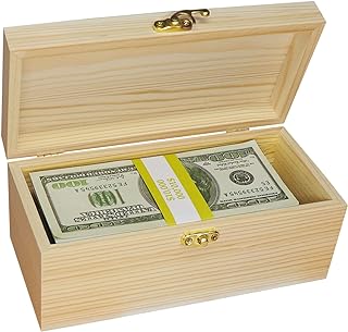 Wooden Currency Money Cash Tray with 30 Currency Wrappers, Single Compartment Wooden Cash Money Currency Organizer Storage Change Box Case for Cash, Moneyboxes Currency Holder Cash for Money
