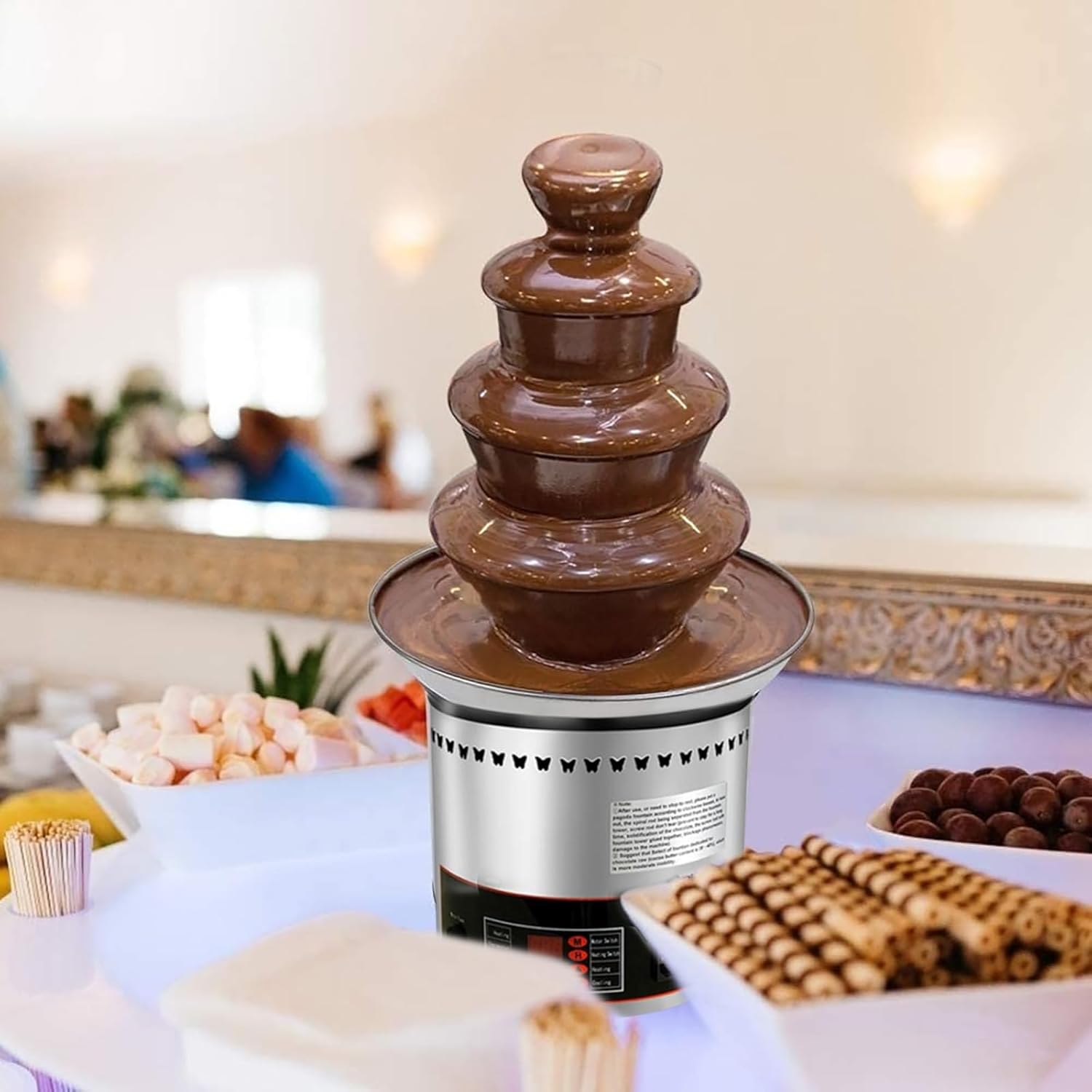 Stainless Steel Chocolate Fountain Chocolate Fountain Machine Four Layer Structure for Melts Cheese Candy Chocolate