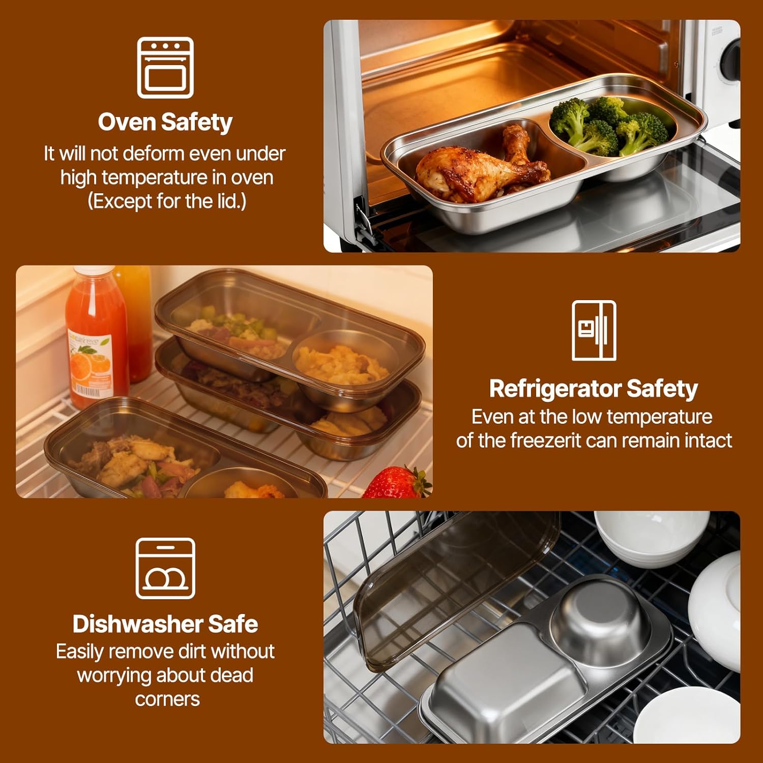 2 Compartment Grab and Go Snack Containers Reusable,Stainless Steel Snack Containers with Lid for Travel, Outdoor Camping and Daily Use (Set of 8) - Image 5