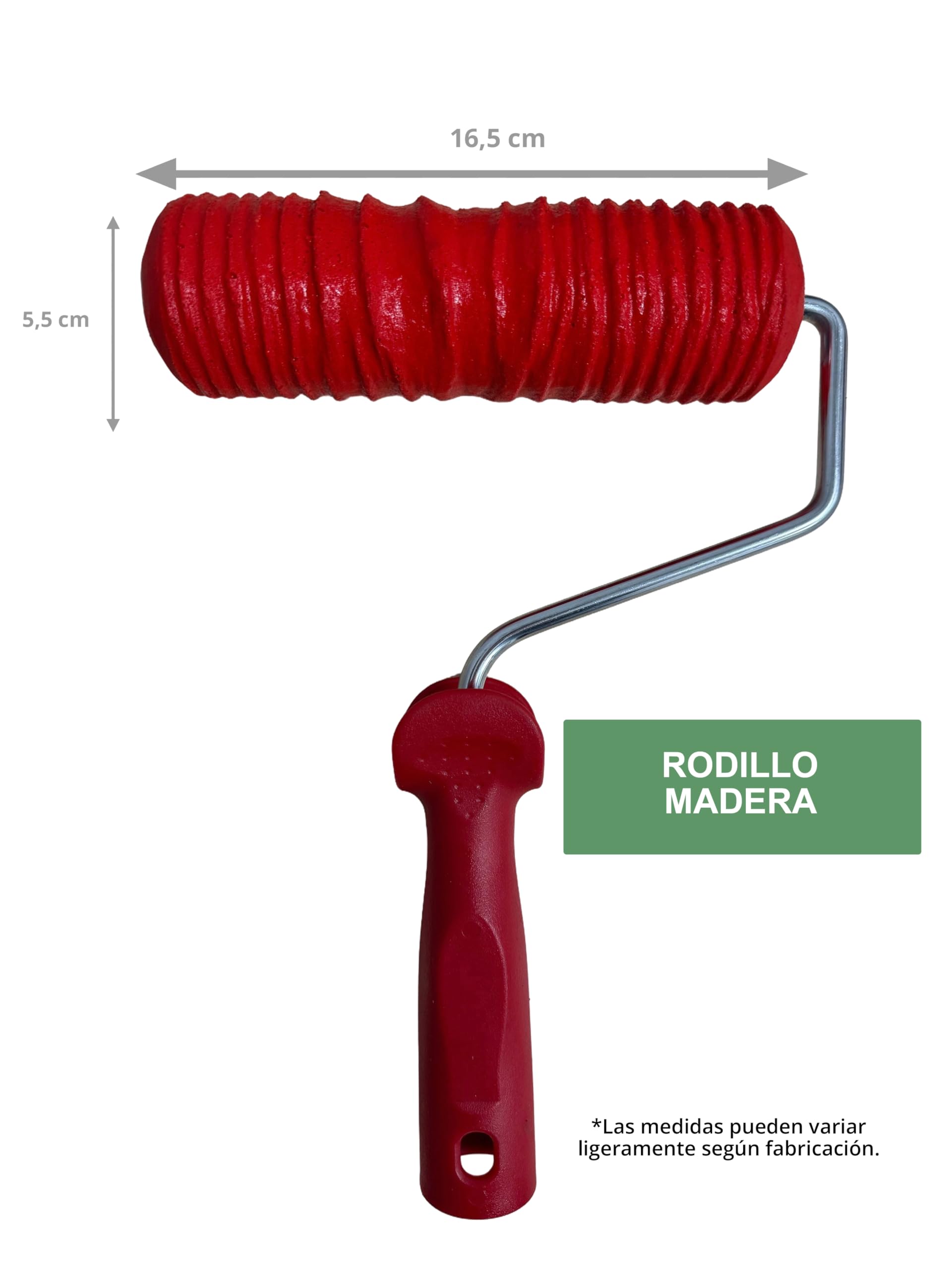 Rodillo decorativos textura MADERA para hormigón impreso | Mortero tixotrópico, monocapa, cemento | Decoración imitación madera (6x17cm, MADERA)
