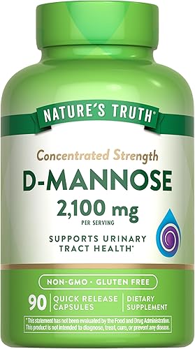 Nature's Truth Cápsulas de D-manosa  2100 mg  90 píldoras  Suplemento sin OMG y sin gluten disponible en Yaxa Mexico
