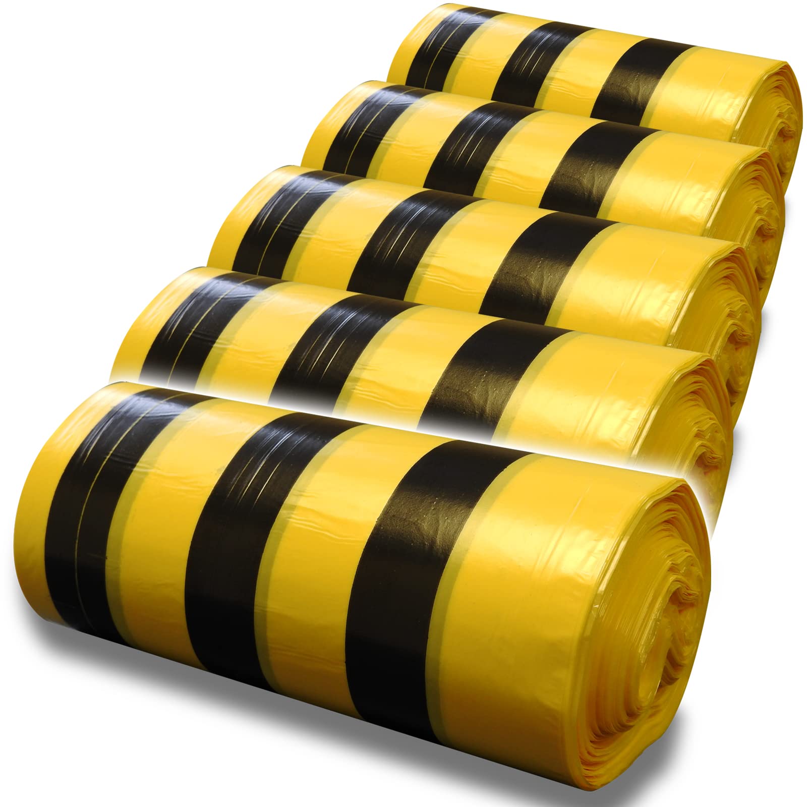 RE-GEN Biohazard Clinical Waste Disposal Tiger Stripe Sacks Bags (5 Rolls, 250 Individual Bags) Size 56x64cm, 30Litre