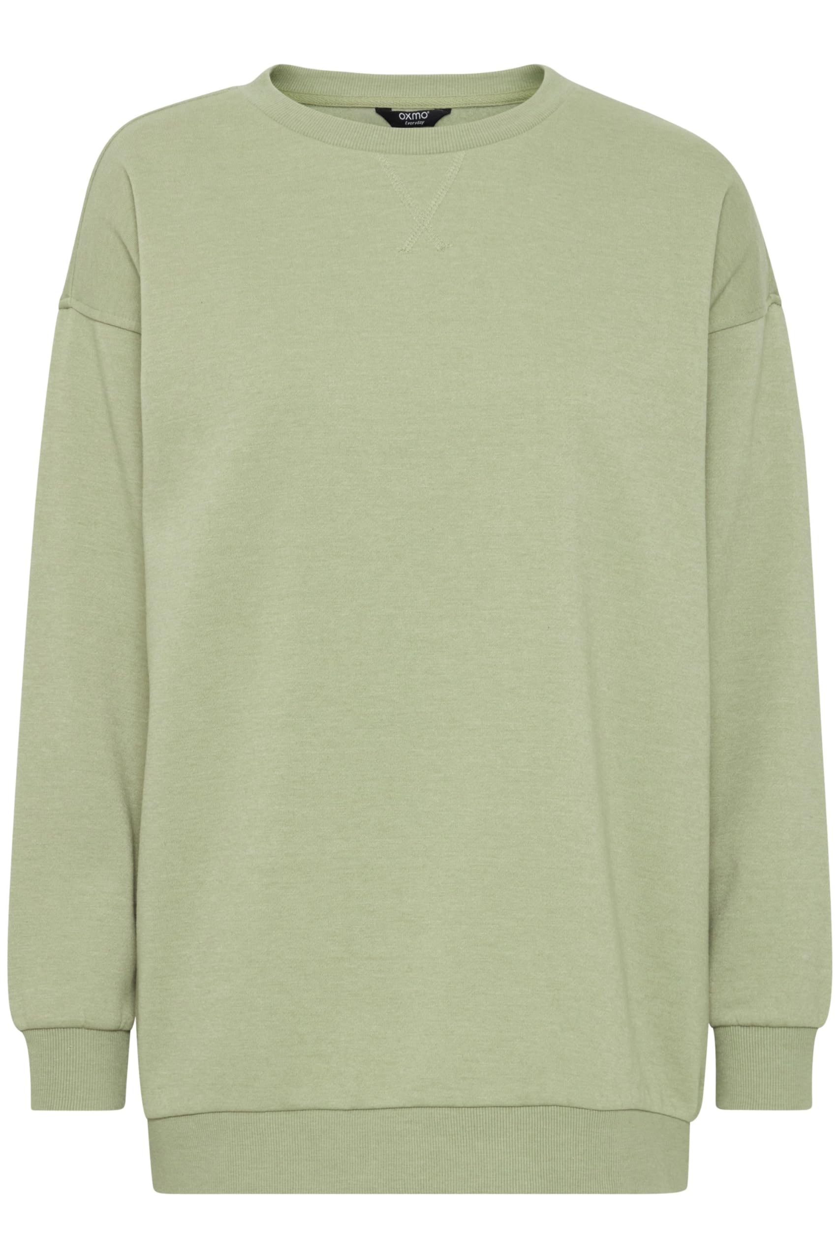 OXMO OXHillary Damen Langer Sweatshirt Pullover Longpullover mit runder Rippkragen Rippbündchen Baumwollmischung Loose fit