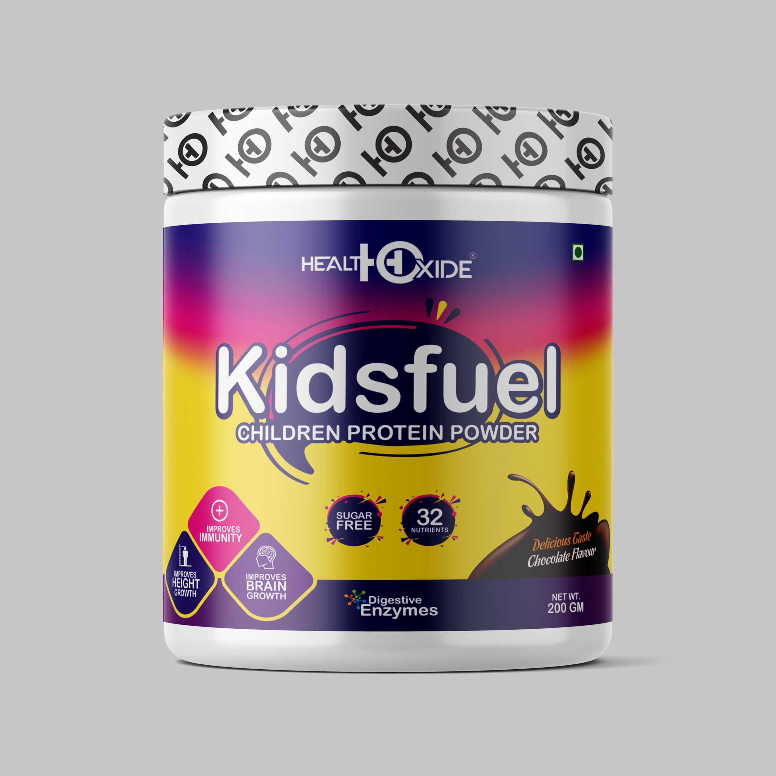 HEALTHOXIDE KIDSFUEL- High Protein Nutrition Drink Mix Powder for Child Growth โ with DHA Protein Blends (200 g, Chocolate)