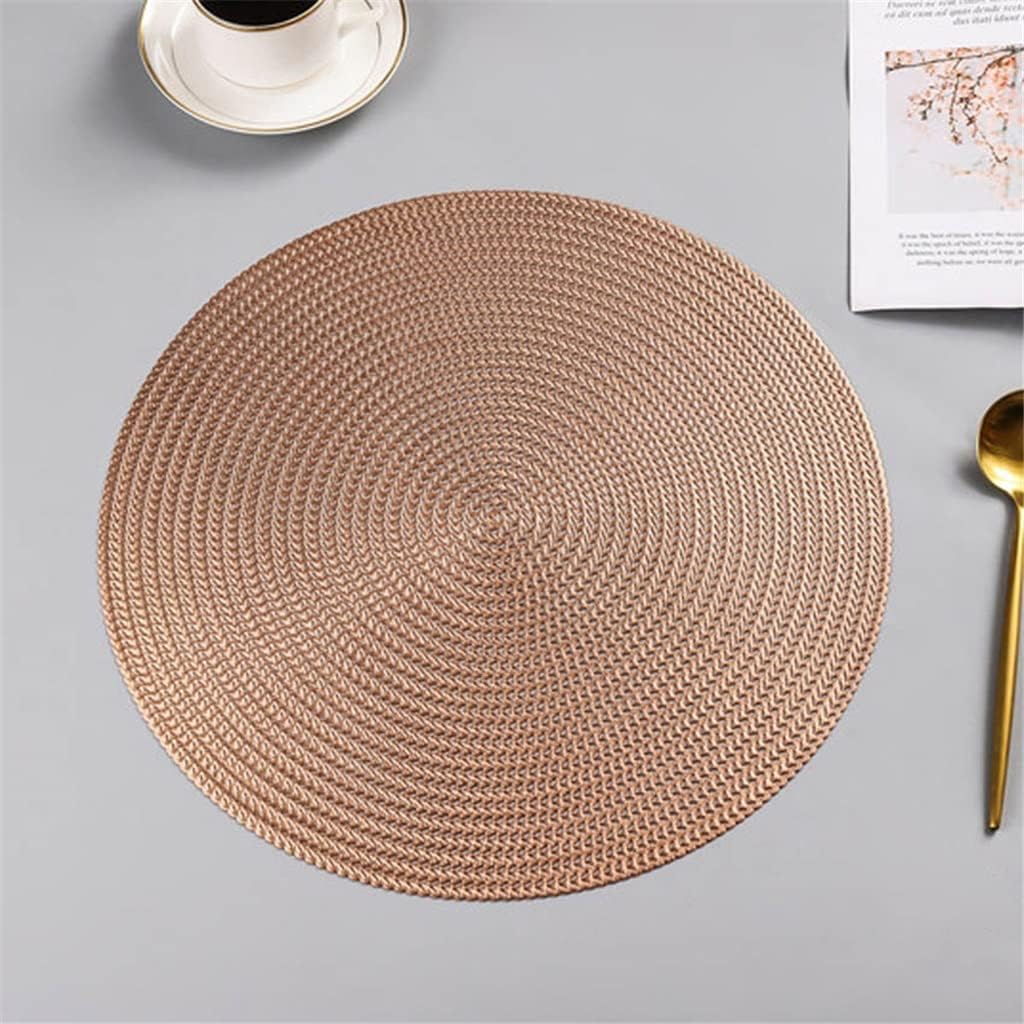 4 Pcs/Set Round Placemat Dining Table Mat Cafe Placemats Bowl Coasters Pad Cup Mat Table (Color : A)
