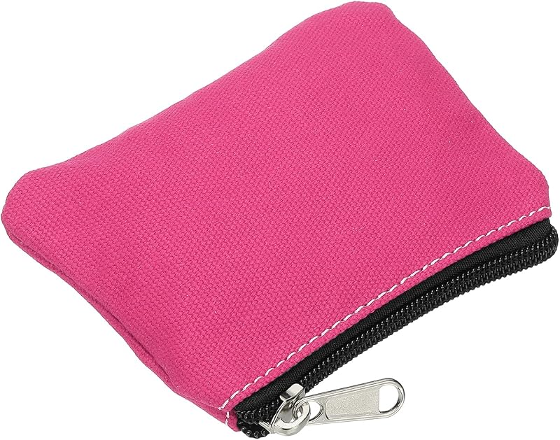 PATIKIL 3" x 5" Coin Purse Pouch, Change Purses Small Organizer Bags with Zipper Canvas for Home, Rose Red