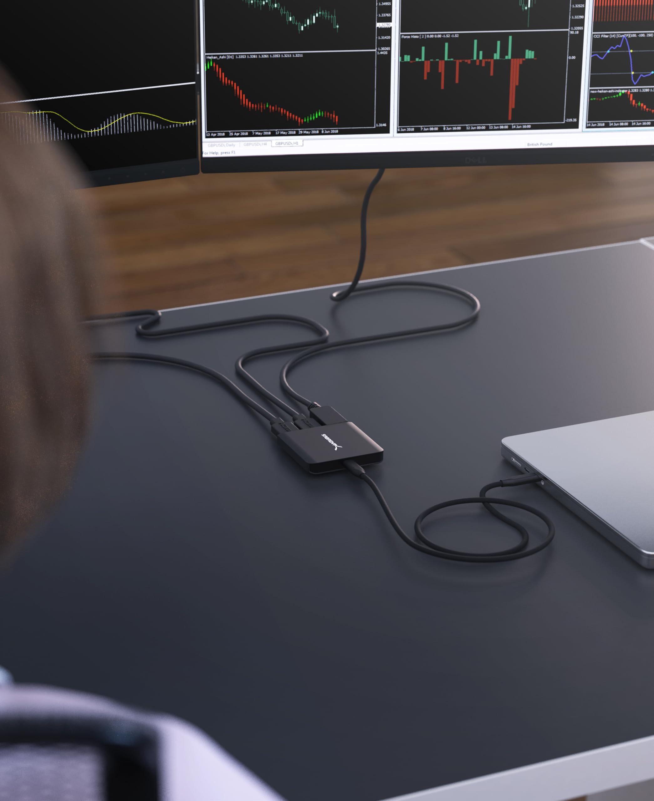 SABRENT USB C auf Dual HDMI Adapter + Displayport Adapter 8K@30Hz 4K@60Hz Externe USB Grafikkarte für Laptop (DA-H2D1)