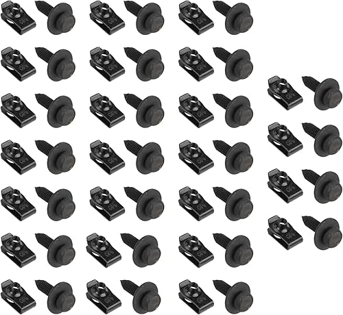 Miniatura 4 de GoaMotors 50 pernos de cuerpo de 14 y clips de tuerca en U, pernos de guardabarros, pernos de protección contra salpicaduras del motor debajo de la