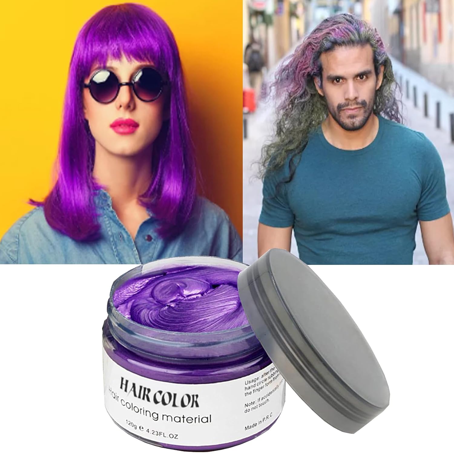 Temporary Hair Color Wax Dye,Hair Color Spray,  (Purple, 1 Pack)