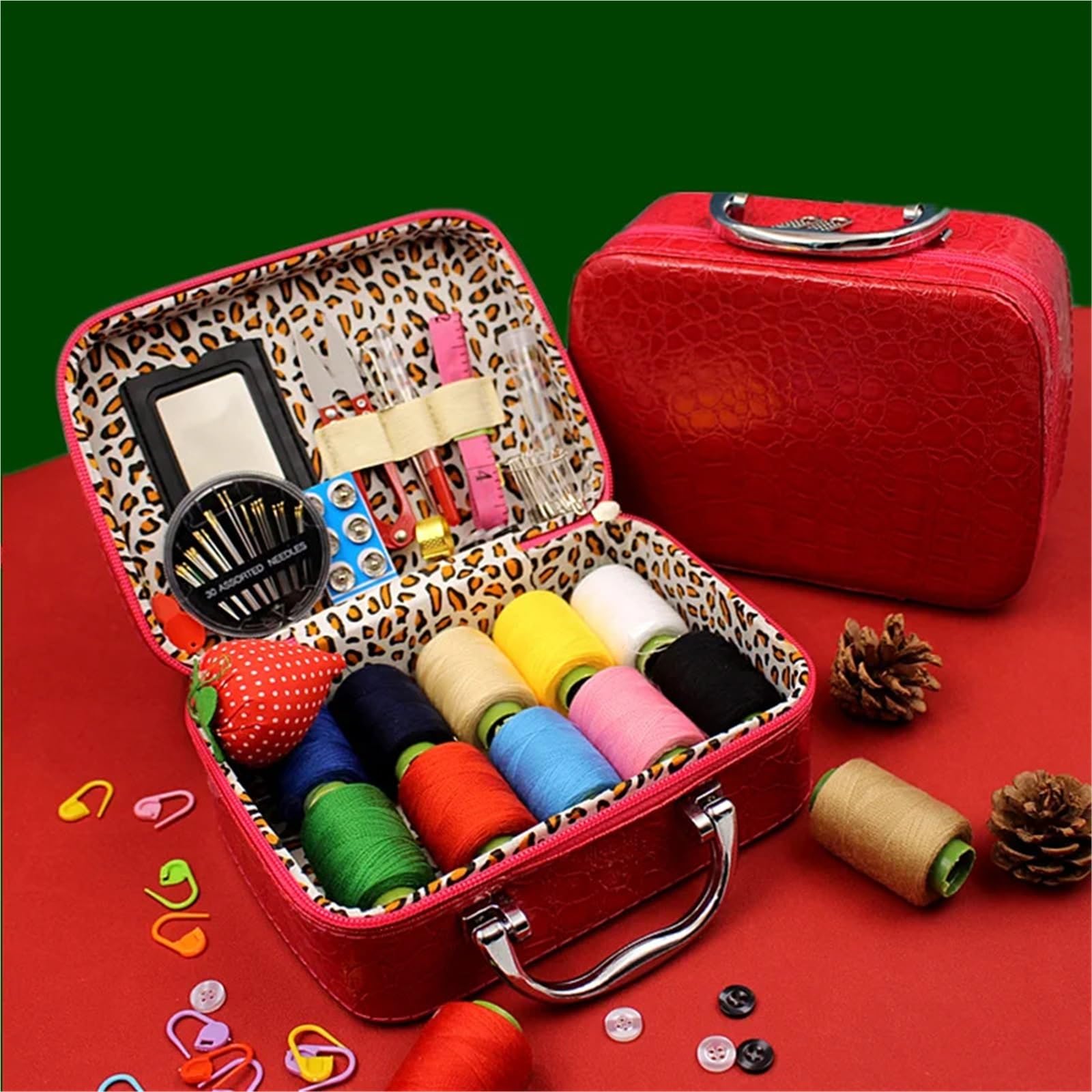 Scatola da cucito portatile, cucitura con filo for quilting, ricamo artigianale, cestini for organizer viaggio for la casa