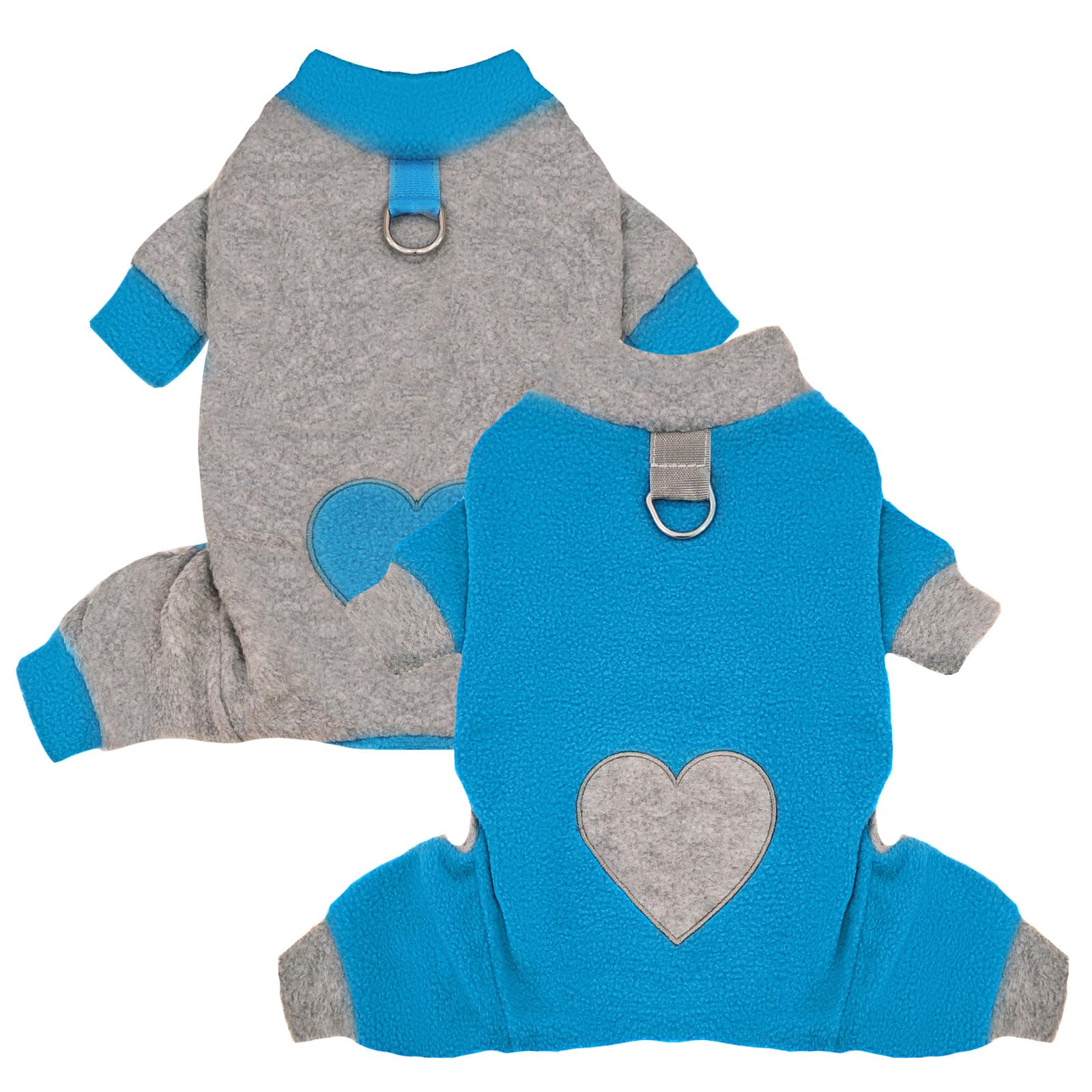 AXIIJGL 2 Pack Dog Pajamas Small Sized Dog Fleece Pajamas Cute Dogs Fleece Sweater Doggy Sweater Love Pattern Onesies for Pjs Small Dogs Clothes