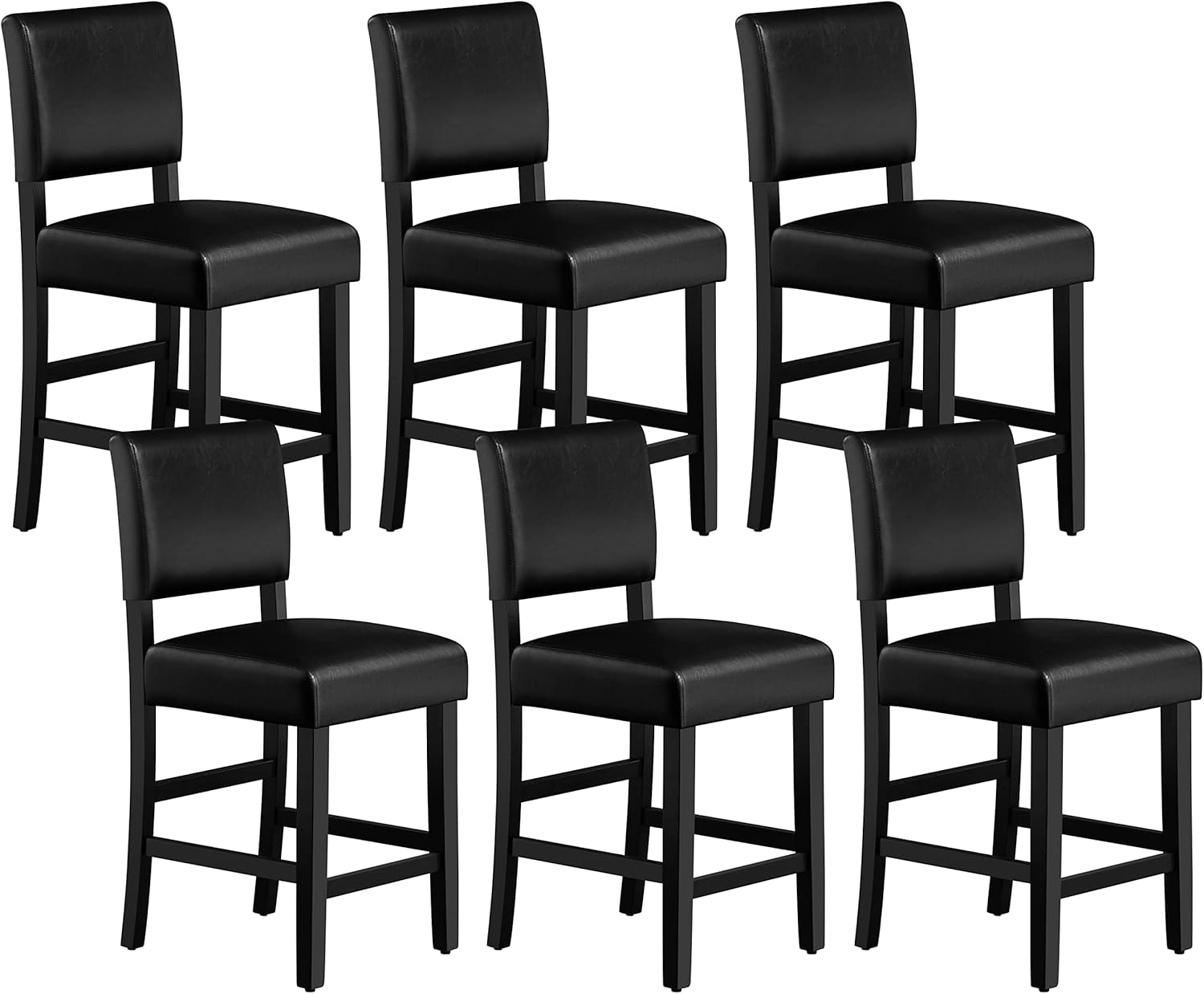 Yaheetech Faux Leather Bar Stools Set of 6 Modern Square
