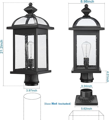 Miniatura 2 de Darkaway Luces de poste de gran tamaño de 22 pulgadas para exteriores con postes de lámpara de vidrio sembrado, iluminación exterior para patio,