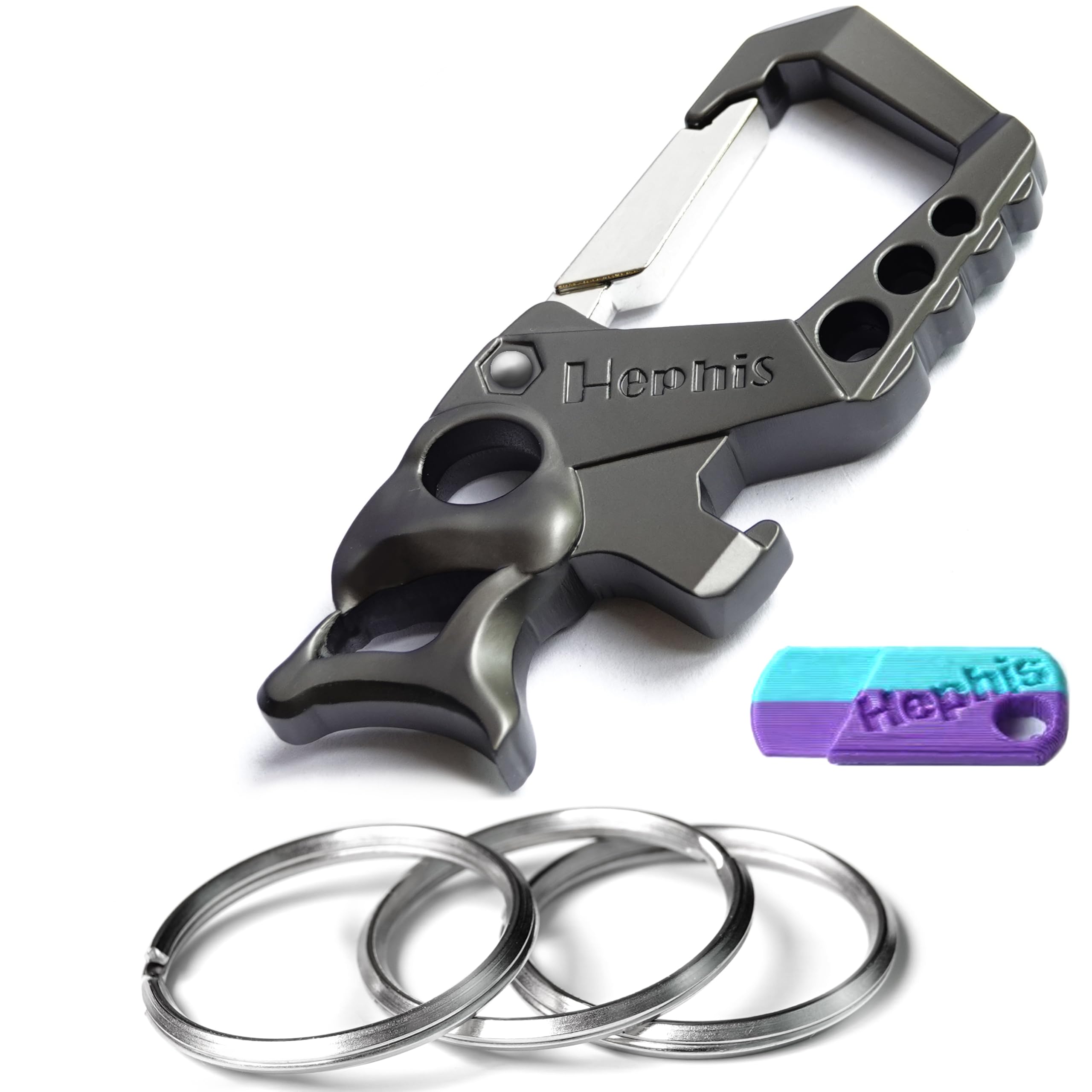 Hephis Heavy Duty Key Chain Bottle Opener,Carabiner Car Key Chains for Men and Women