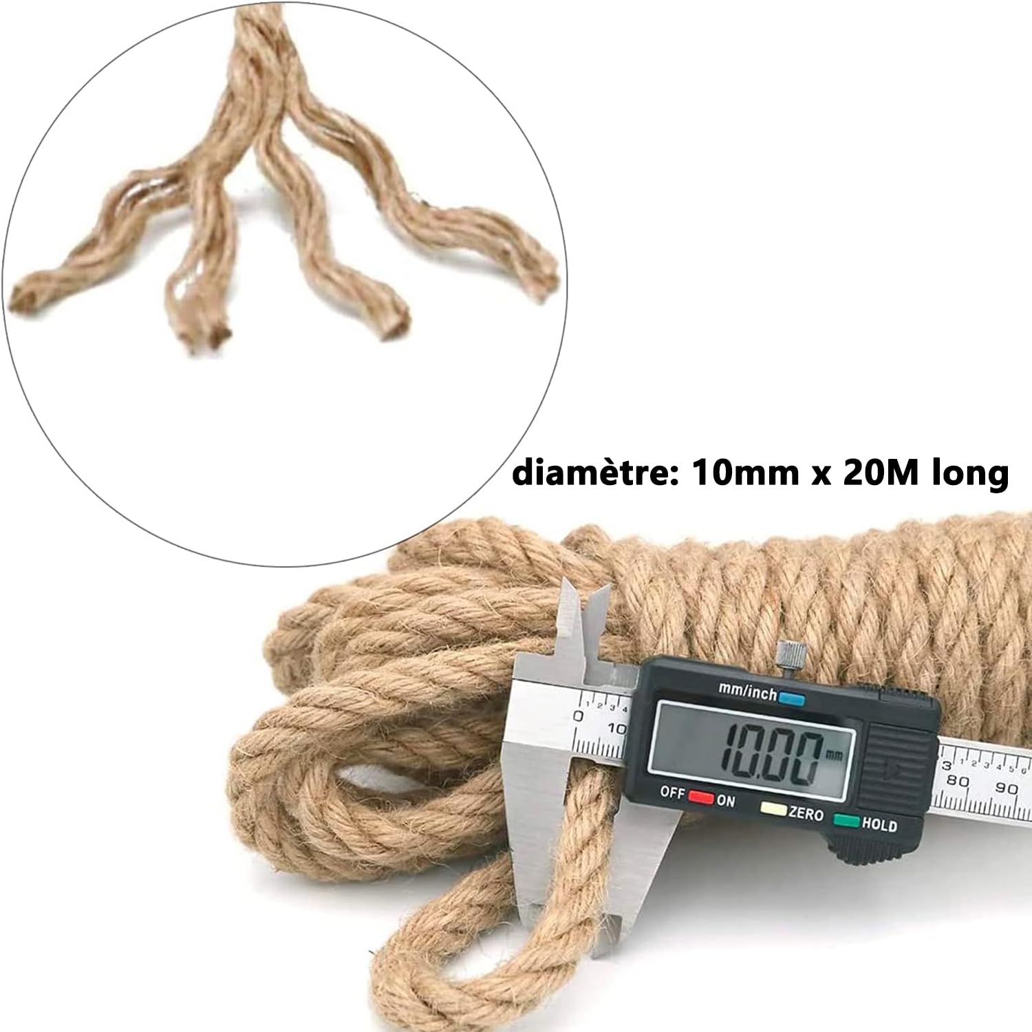 Corde Jute Corde Chanvre - 15M x 10mm Corde De Jute Solide et Souple Corde Decoration, Résistante Corde en Jute pour Le Bricolage, Décoration de Meubles, l'emballage, Jardinage, Arbre à Chat