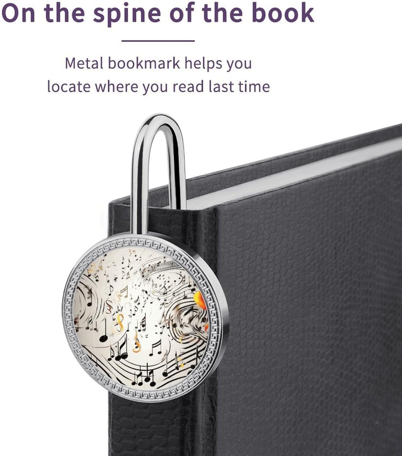 1.2" Lightweight Metal Music Notes Print Book Mark for Book Lovers image 4