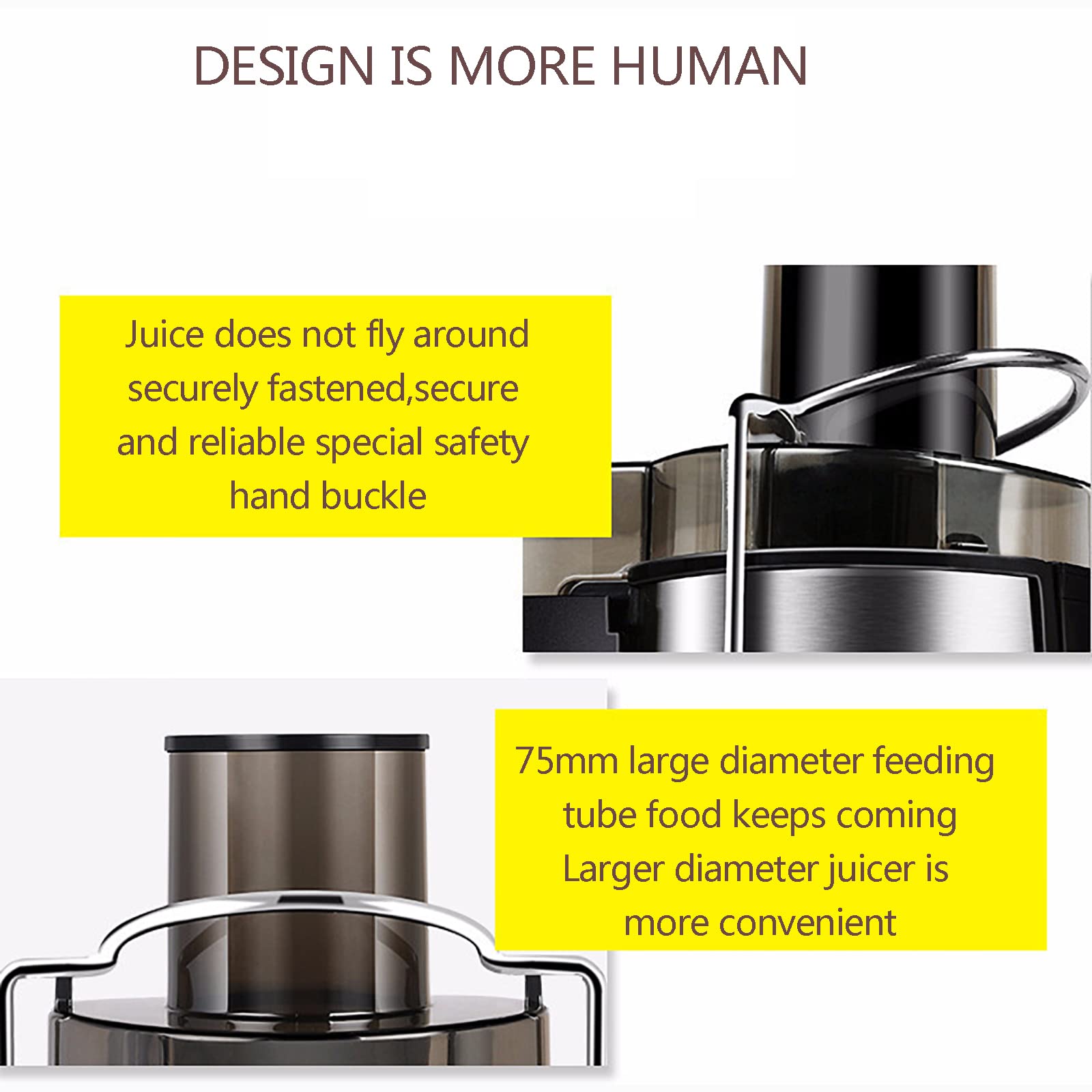 Máquinas exprimidoras, Extractor exprimidor centrífugo de 400 W con Canal de alimentación de Boca Ancha de 2,8" para Frutas y Verduras, Extractor exprimidor de 2 velocidades, sin BP