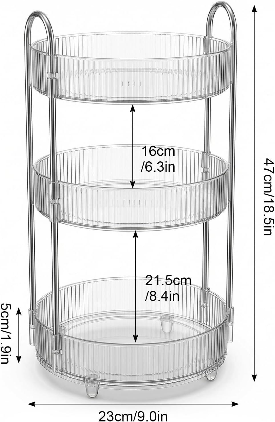 360° Rotating Makeup Organizer, 3 Layers Makeup Organizer, Large Capacity Makeup Organizer, Multifunction Makeup Organizer for Toiletry Bedroom Bathroom Kitchen, Transparent image 2