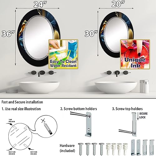 Miniatura 4 de Abstract Marble Geode Blue and Gold- Vanity Mirror, Bathroom Mirrors, Wall Mirrors for Living Room, Bedroom - Oval Mirror - Large 20'x30', 24'x36'