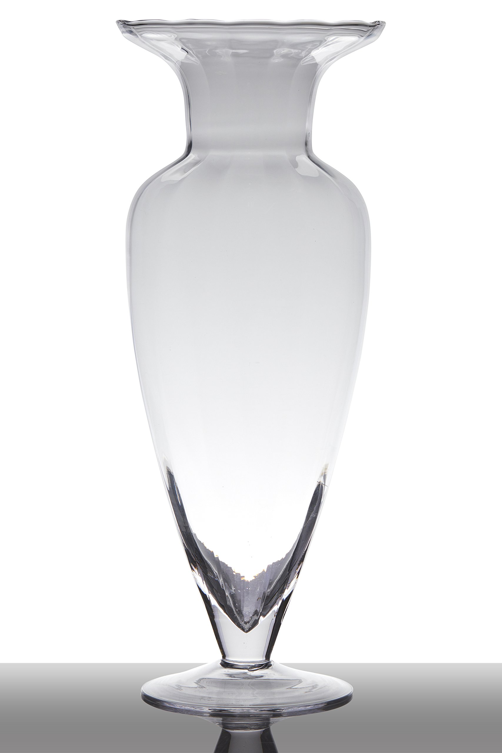 INNA-Glas Kendra Glass Floor Vase with Stand, Funnel - Round, Transparent, 43 cm, Ø 17 cm - Glass Vase - Standing Vase