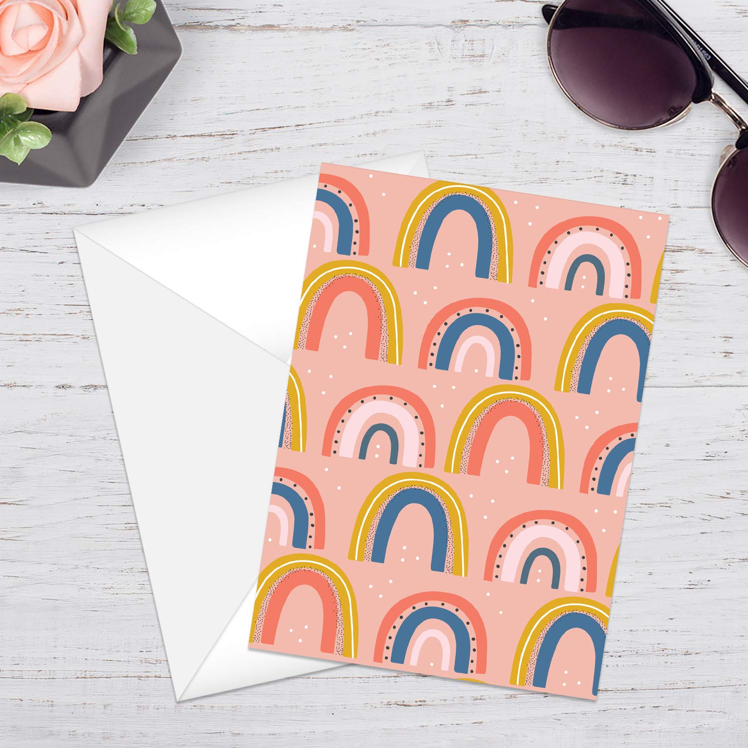 Dankeskarten mit fröhlichem Regenbogen- und Faultier-Design, 24 bunte Dankeskarten und Umschläge, 6 niedliche Designs