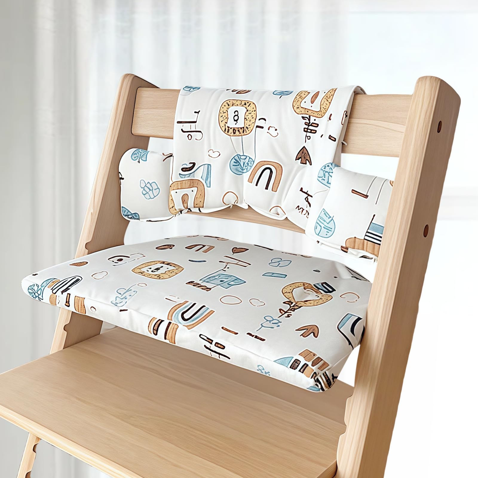 LEKEFET Cojín de asiento para niños, cojín de asiento impermeable de 2 piezas, cojín de asiento suave extraíble para bebés, fácil limpieza, fácil fijación - Rainbow Sadie