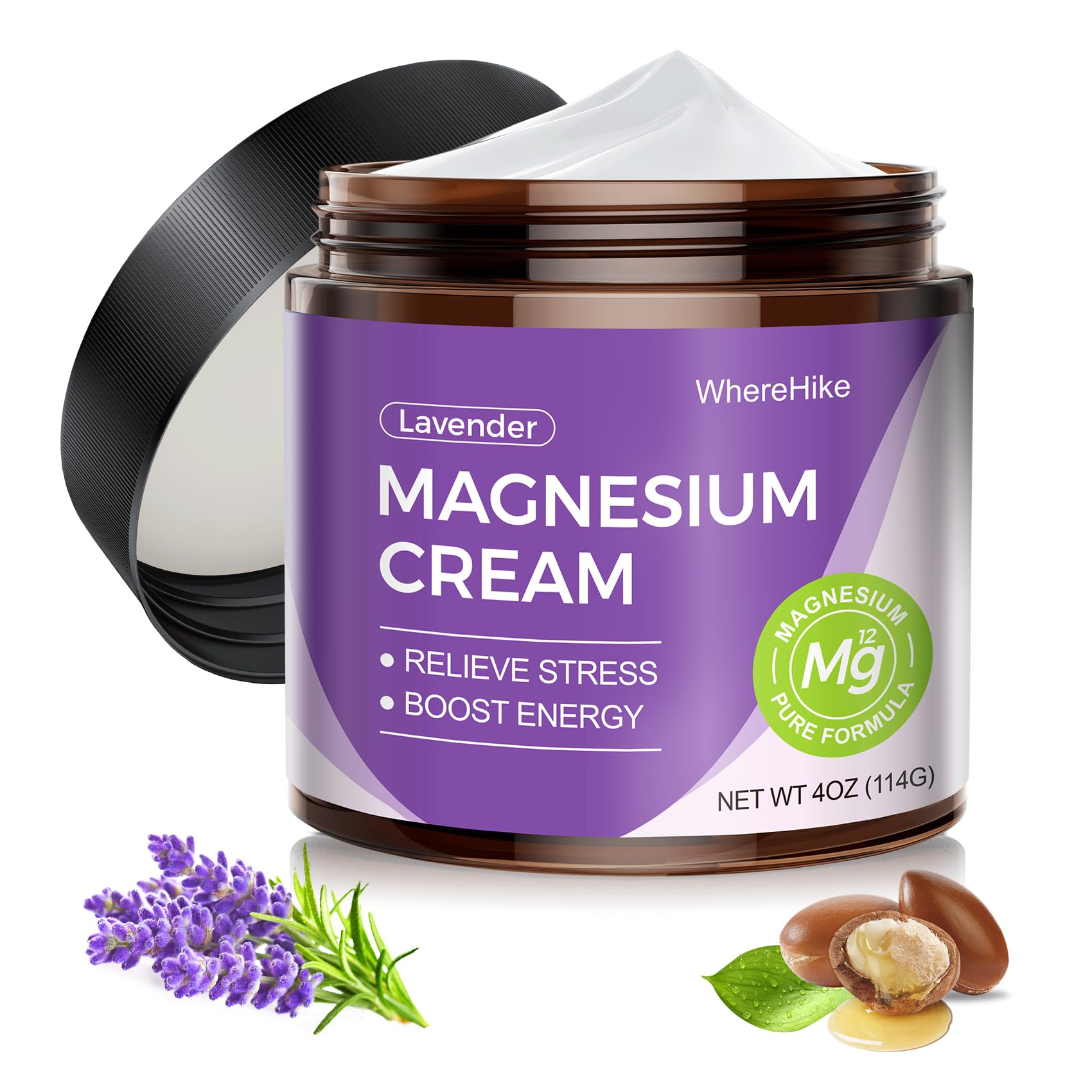 WhereHike Natural Topical Magnesium Sleep Cream, Magnesium Night Lotion For Leg Pain And Cramps, Muscle Relaxation, Calm, Deep Hydration For Skin Care