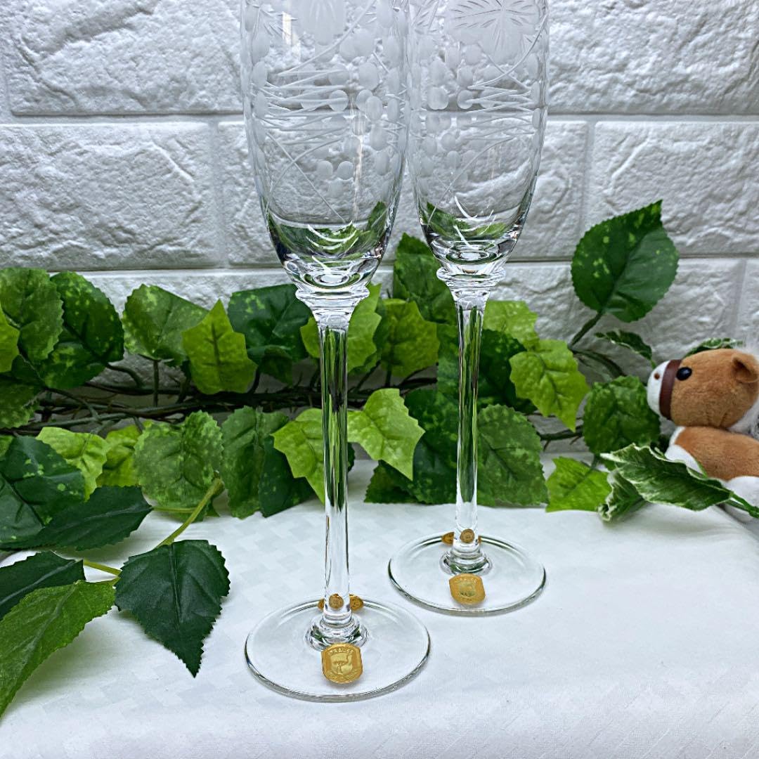 STRAUSS 珍しいブラジル製クリスタルシャンパングラス ペア