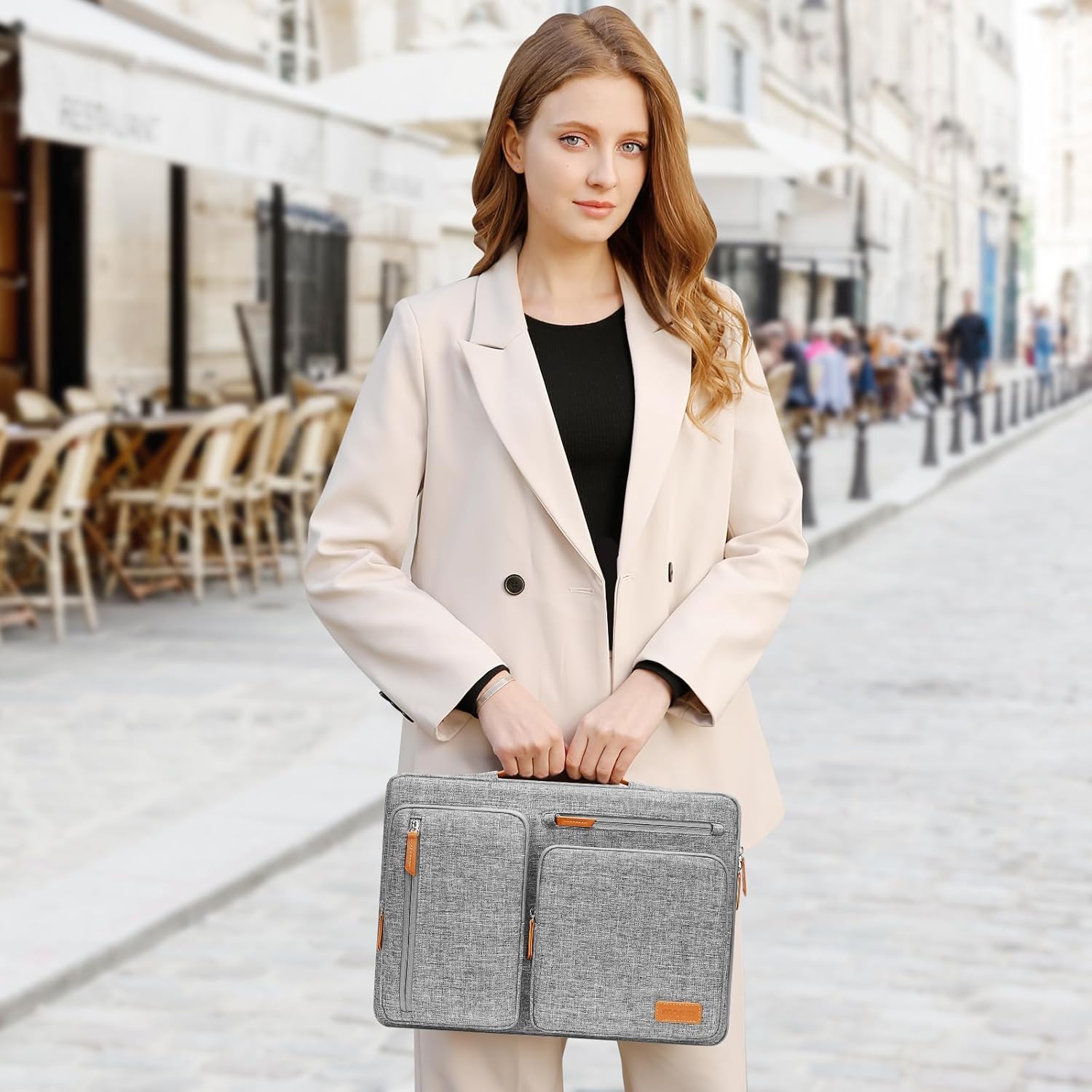 MOSISO 9-11 inch Tablet Sleeve Case for iPad A16 2025, iPad Air 11 inch M3 M2, iPad Pro 11 M4, iPad 10/9/8/7th, Galaxy Tab A9+/S9/S8/Plus 11, Side Open Carrying Bag with 4 Zipper Pockets, Gray