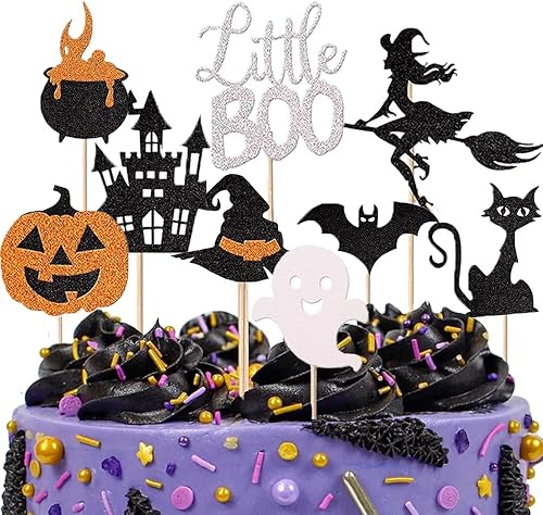 Paquete de 9 decoraciones de pastel de Halloween para decoración de pastel de Halloween para fiesta de cumpleaños temática de Halloween suministros