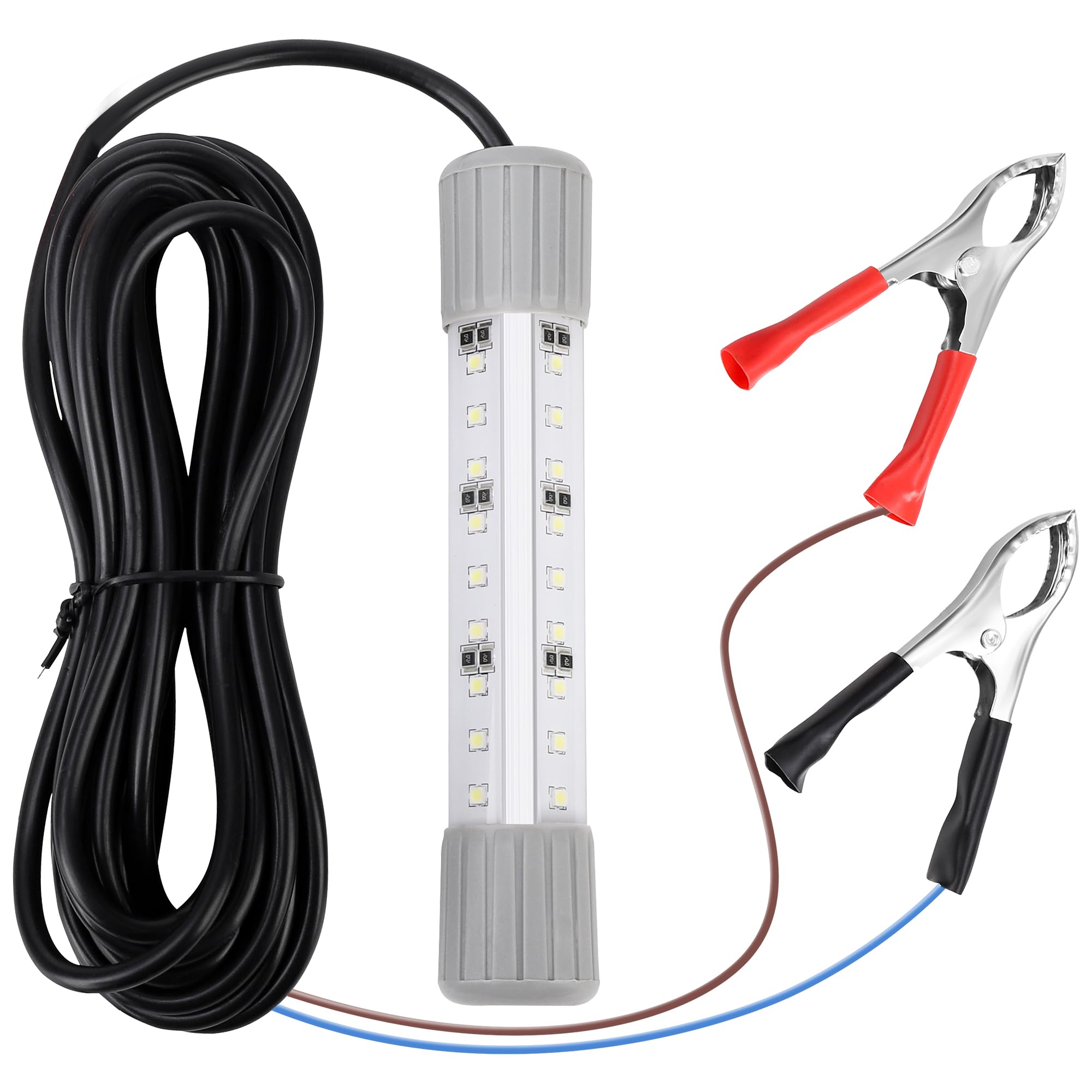 Pinboer Fishing Light Underwater 12V 15000LM 110V 35000LM Green White Blue Yellow Led Submersible Night Boat Waterproof IP68 in Freshwater and Saltwater with 17FT and 33FT (12V 3250LM 17FT, White)