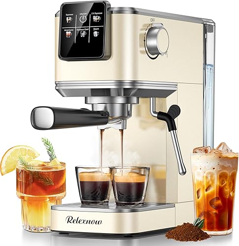 Máquina de café expreso, 20 bares, espumador de leche y panel LCD, máquina de café caliente y helado, máquina de café espresso de acero inoxidable