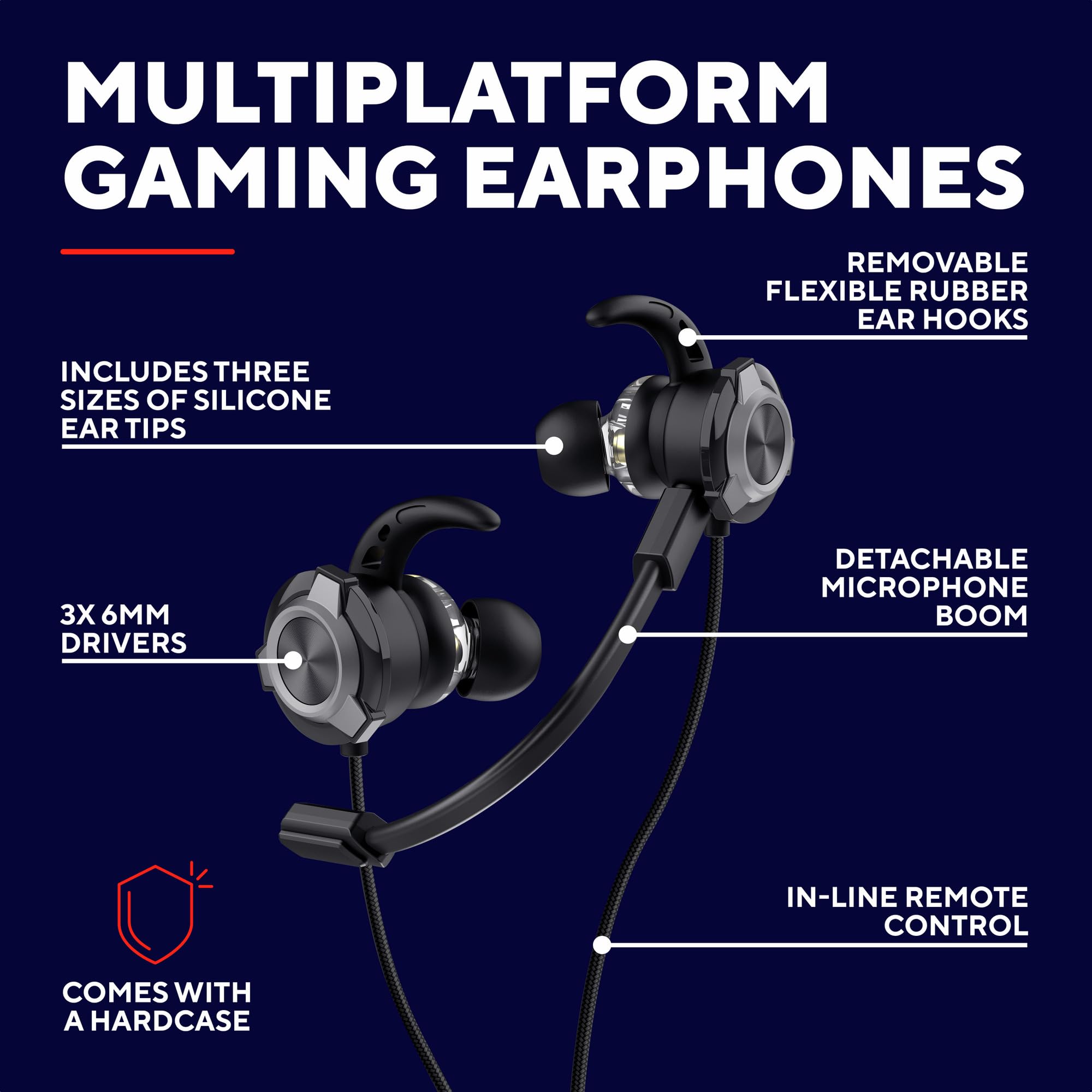 Trust GXT 406 Pine In Ear Kopfhörer mit Kabel Nintendo Switch PS5 PS4 Xbox Tablet PC, 3.5mm Gaming Ohrhörer mit Mikrofon, Inline Steuerung, Kabelgebundene Earbuds mit Hartschalenetui, Schwarz