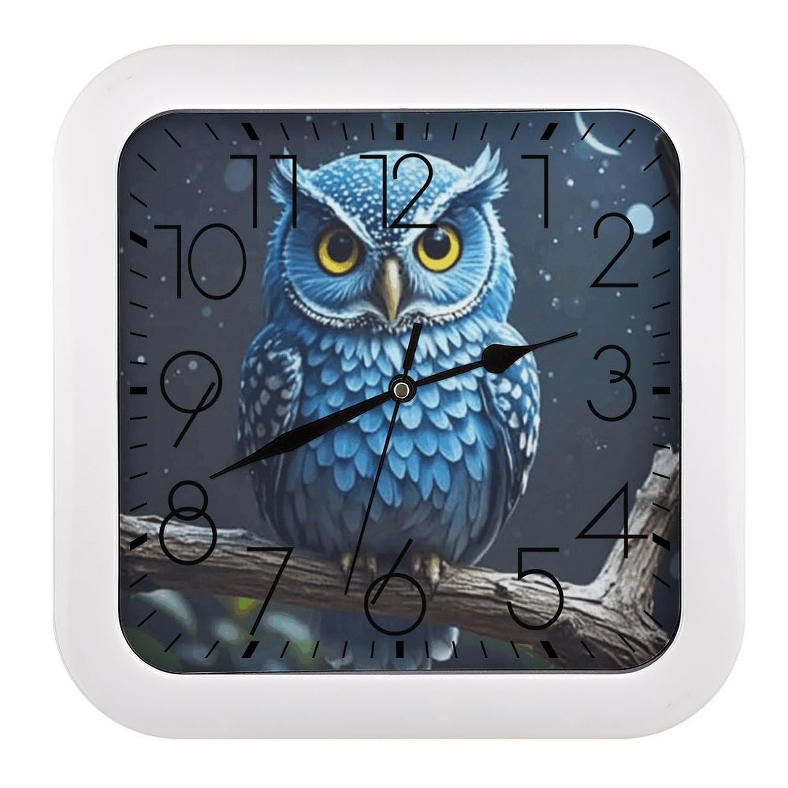 Horloge hibou bleu sans tic-tac pour retrouver le sommeil et le calme