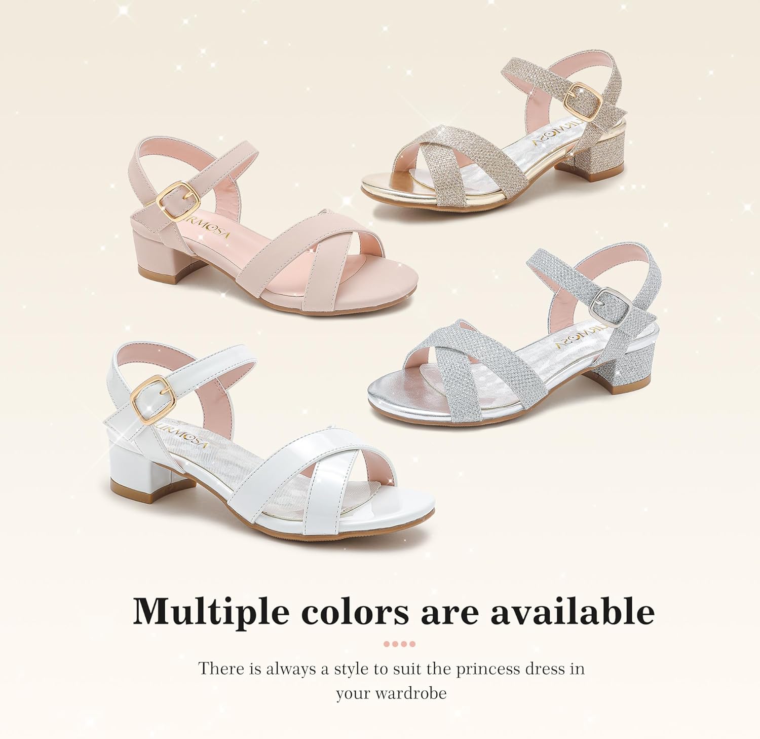 Girls Sandals Kids Heels Open Toe Ankle Strap Dress Shoes Flower Wedding Party for Toddler Little Big Kid - Image 7